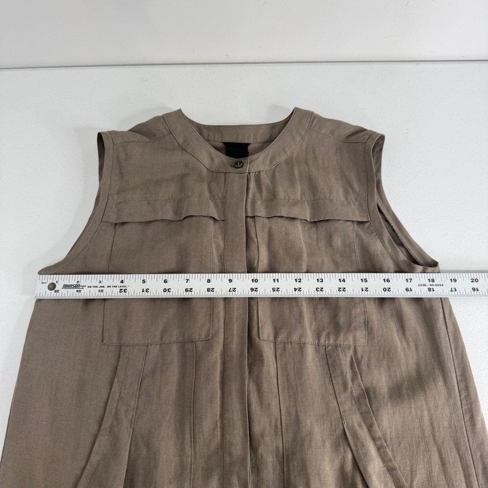 Nau Flaxible Sable Linen Blend Sleeveless Dress Womens S Green Utility Safari - Picture 10 of 14